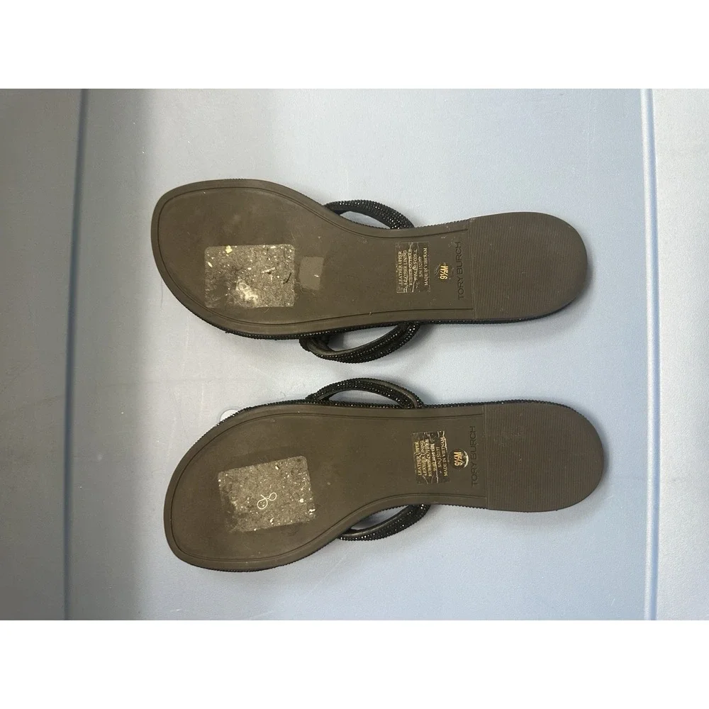 Tory Burch Women Size 9.5 Miller Knotted Pave Sandals Black Crystal Embellished